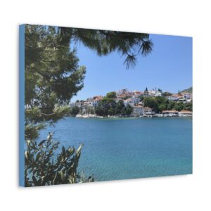 Beautiful Skiathos Old Harbour - Satin Canvas, Stretched