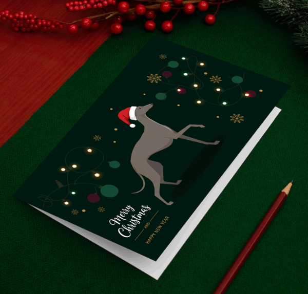 Have a Greyt Christmas – Contemporary Greyhound Christmas Card Set (Pack of 10)